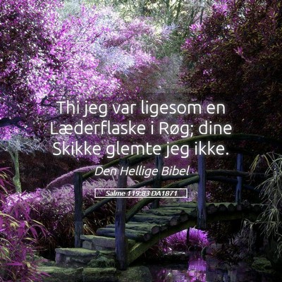 Picture 05 - Salme 119:83 DA1871 - Thi jeg var ligesom en Læderflaske i Røg; dine - Bible Verse Picture
