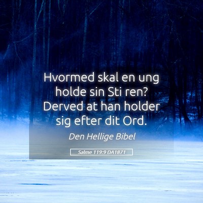 Picture 05 - Salme 119:9 DA1871 - Hvormed skal en ung holde sin Sti ren? Derved at - Bible Verse Picture