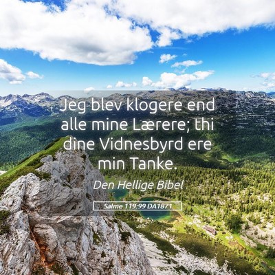 Picture 05 - Salme 119:99 DA1871 - Jeg blev klogere end alle mine Lærere; thi dine - Bible Verse Picture