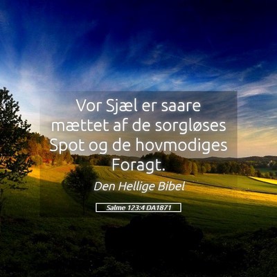 Picture 05 - Salme 123:4 DA1871 - Vor Sjæl er saare mættet af de sorgløses Spot - Bible Verse Picture
