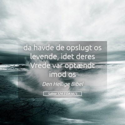 Picture 05 - Salme 124:3 DA1871 - da havde de opslugt os levende, idet deres Vrede - Bible Verse Picture