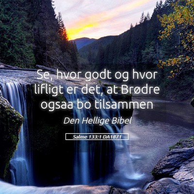 Picture 05 - Salme 133:1 DA1871 - Se, hvor godt og hvor lifligt er det, at Brødre - Bible Verse Picture