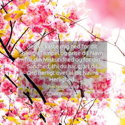 Picture 05 - Salme 138:2 DA1871 - Jeg vil kaste mig ned for dit hellige Tempel og - Bible Verse Picture