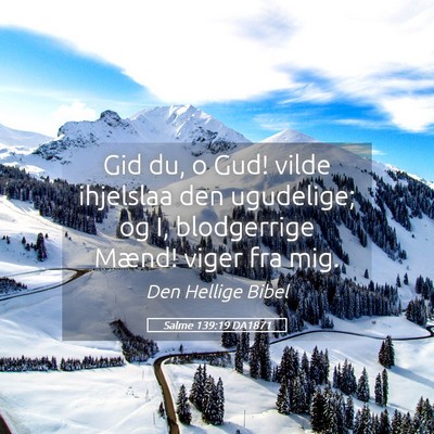 Picture 05 - Salme 139:19 DA1871 - Gid du, o Gud! vilde ihjelslaa den ugudelige; og - Bible Verse Picture