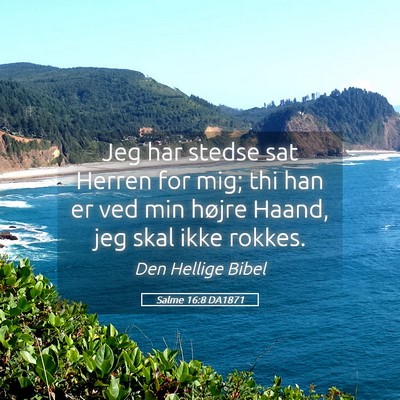Picture 05 - Salme 16:8 DA1871 - Jeg har stedse sat Herren for mig; thi han er ved - Bible Verse Picture