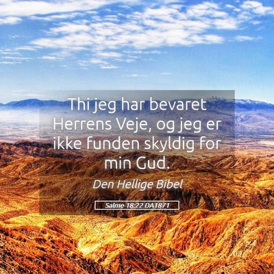 Picture 05 - Salme 18:22 DA1871 - Thi jeg har bevaret Herrens Veje, og jeg er ikke - Bible Verse Picture