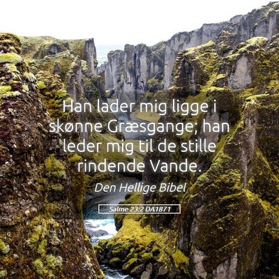 Picture 05 - Salme 23:2 DA1871 - Han lader mig ligge i skønne Græsgange; han - Bible Verse Picture