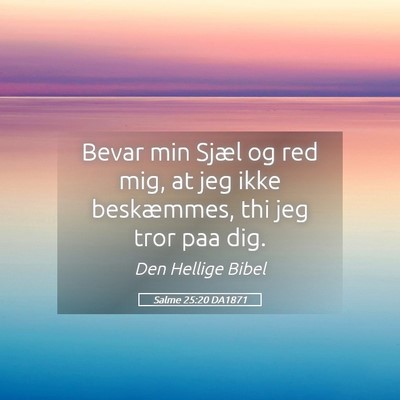 Picture 05 - Salme 25:20 DA1871 - Bevar min Sjæl og red mig, at jeg ikke - Bible Verse Picture