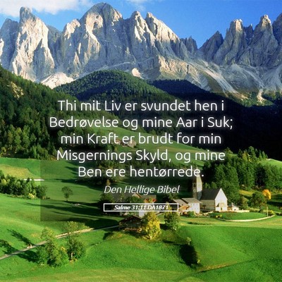 Picture 05 - Salme 31:11 DA1871 - Thi mit Liv er svundet hen i Bedrøvelse og mine - Bible Verse Picture