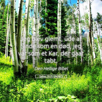 Picture 05 - Salme 31:13 DA1871 - Jeg blev glemt, ude af Sinde som en død, jeg var - Bible Verse Picture
