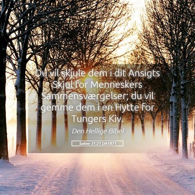 Picture 05 - Salme 31:21 DA1871 - Du vil skjule dem i dit Ansigts Skjul for - Bible Verse Picture