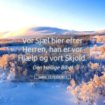 Picture 05 - Salme 33:20 DA1871 - Vor Sjæl bier efter Herren, han er vor Hjælp og - Bible Verse Picture