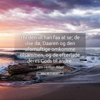 Picture 05 - Salme 49:11 DA1871 - Thi den vil han faa at se; de vise dø, Daaren og - Bible Verse Picture