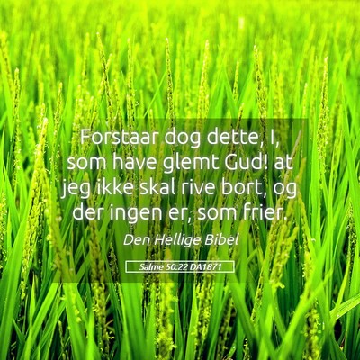 Picture 05 - Salme 50:22 DA1871 - Forstaar dog dette, I, som have glemt Gud! at jeg - Bible Verse Picture