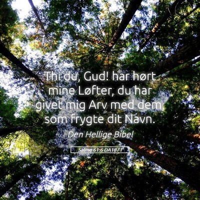 Picture 05 - Salme 61:6 DA1871 - Thi du, Gud! har hørt mine Løfter, du har givet - Bible Verse Picture