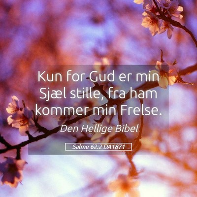Picture 05 - Salme 62:2 DA1871 - Kun for Gud er min Sjæl stille, fra ham kommer - Bible Verse Picture