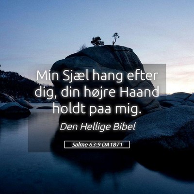 Picture 05 - Salme 63:9 DA1871 - Min Sjæl hang efter dig, din højre Haand holdt - Bible Verse Picture