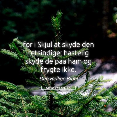Picture 05 - Salme 64:5 DA1871 - for i Skjul at skyde den retsindige; hastelig - Bible Verse Picture