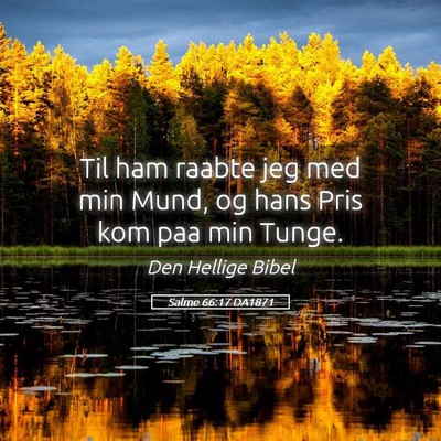 Picture 05 - Salme 66:17 DA1871 - Til ham raabte jeg med min Mund, og hans Pris kom - Bible Verse Picture
