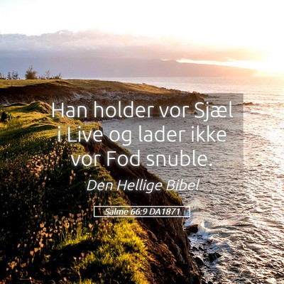 Picture 05 - Salme 66:9 DA1871 - Han holder vor Sjæl i Live og lader ikke vor Fod - Bible Verse Picture