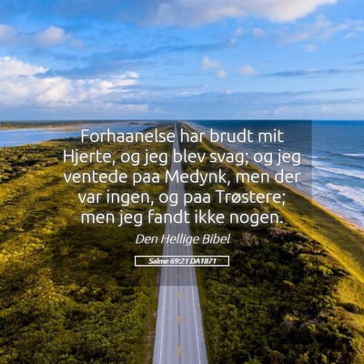 Picture 05 - Salme 69:21 DA1871 - Forhaanelse har brudt mit Hjerte, og jeg blev - Bible Verse Picture