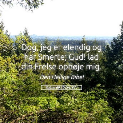 Picture 05 - Salme 69:30 DA1871 - Dog, jeg er elendig og har Smerte; Gud! lad din - Bible Verse Picture