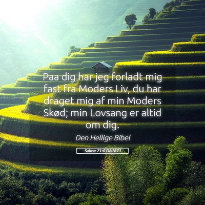 Picture 05 - Salme 71:6 DA1871 - Paa dig har jeg forladt mig fast fra Moders Liv, - Bible Verse Picture