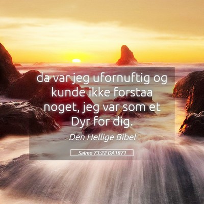 Picture 05 - Salme 73:22 DA1871 - da var jeg ufornuftig og kunde ikke forstaa - Bible Verse Picture