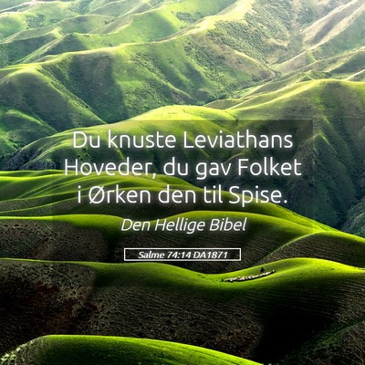 Picture 05 - Salme 74:14 DA1871 - Du knuste Leviathans Hoveder, du gav Folket i - Bible Verse Picture