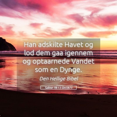 Picture 05 - Salme 78:13 DA1871 - Han adskilte Havet og lod dem gaa igennem og - Bible Verse Picture