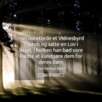 Picture 05 - Salme 78:5 DA1871 - Han oprettede et Vidnesbyrd i Jakob og satte en - Bible Verse Picture