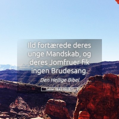 Picture 05 - Salme 78:63 DA1871 - Ild fortærede deres unge Mandskab, og deres - Bible Verse Picture