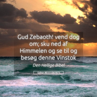 Picture 05 - Salme 80:15 DA1871 - Gud Zebaoth! vend dog om; sku ned af Himmelen og - Bible Verse Picture