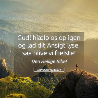 Picture 05 - Salme 80:4 DA1871 - Gud! hjælp os op igen og lad dit Ansigt lyse, - Bible Verse Picture