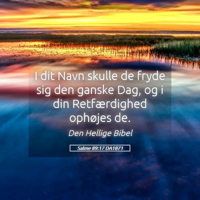Picture 05 - Salme 89:17 DA1871 - I dit Navn skulle de fryde sig den ganske Dag, og - Bible Verse Picture