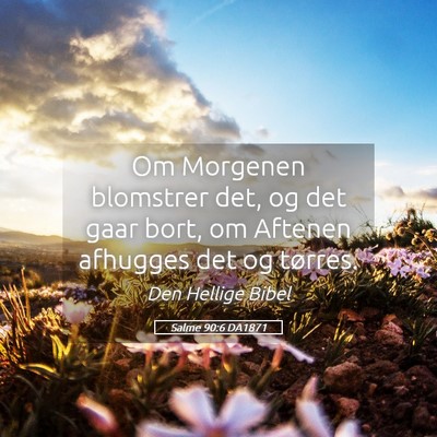 Picture 05 - Salme 90:6 DA1871 - Om Morgenen blomstrer det, og det gaar bort, om - Bible Verse Picture