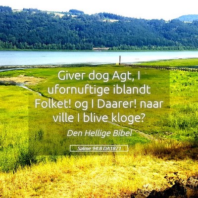 Picture 05 - Salme 94:8 DA1871 - Giver dog Agt, I ufornuftige iblandt Folket! og I - Bible Verse Picture