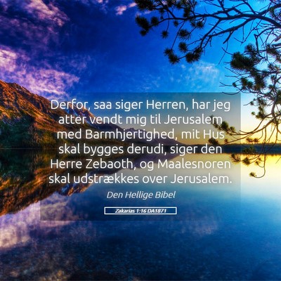Picture 05 - Zakarias 1:16 DA1871 - Derfor, saa siger Herren, har jeg atter vendt mig - Bible Verse Picture