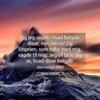 Picture 05 - Zakarias 1:9 DA1871 - Og jeg sagde: Hvad betyde disse, min Herre? Og - Bible Verse Picture