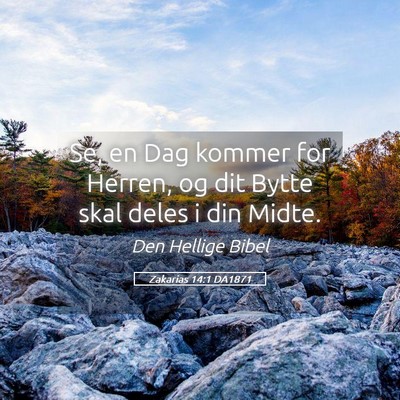 Picture 05 - Zakarias 14:1 DA1871 - Se, en Dag kommer for Herren, og dit Bytte skal - Bible Verse Picture