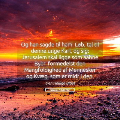 Picture 05 - Zakarias 2:8 DA1871 - Og han sagde til ham: Løb, tal til denne unge - Bible Verse Picture