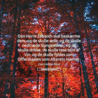 Picture 05 - Zakarias 9:15 DA1871 - Den Herre Zebaoth skal beskærme dem, og de - Bible Verse Picture
