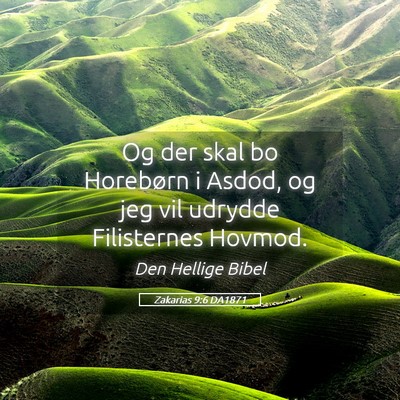 Picture 05 - Zakarias 9:6 DA1871 - Og der skal bo Horebørn i Asdod, og jeg vil - Bible Verse Picture