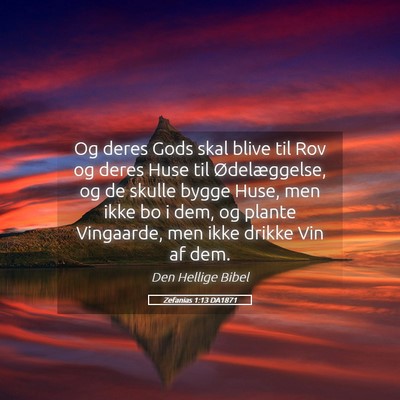 Picture 05 - Zefanias 1:13 DA1871 - Og deres Gods skal blive til Rov og deres Huse - Bible Verse Picture