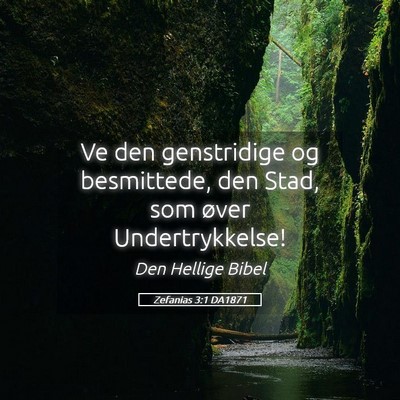 Picture 05 - Zefanias 3:1 DA1871 - Ve den genstridige og besmittede, den Stad, som - Bible Verse Picture