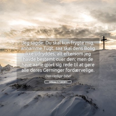 Picture 05 - Zefanias 3:7 DA1871 - Jeg sagde: Du skal kun frygte mig, annamme Tugt, - Bible Verse Picture