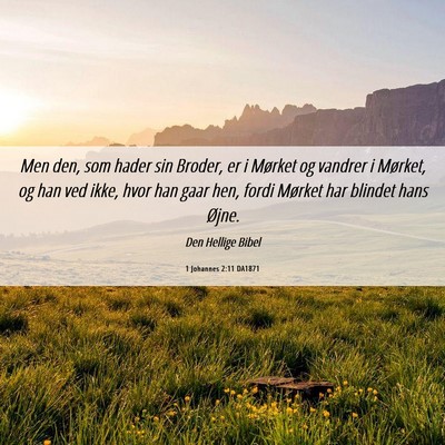 Picture 06 - 1 Johannes 2:11 DA1871 - Men den, som hader sin Broder, er i Mørket og - Bible Verse Picture
