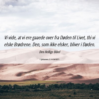 Picture 06 - 1 Johannes 3:14 DA1871 - Vi vide, at vi ere gaaede over fra Døden til - Bible Verse Picture