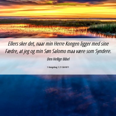 Picture 06 - 1 Kongebog 1:21 DA1871 - Ellers sker det, naar min Herre Kongen ligger med - Bible Verse Picture