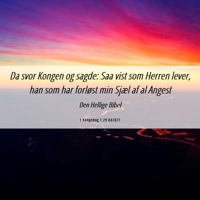 Picture 06 - 1 Kongebog 1:29 DA1871 - Da svor Kongen og sagde: Saa vist som Herren - Bible Verse Picture